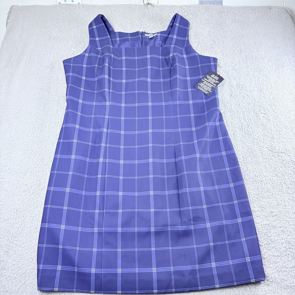 Jessica London Womens 20W Purple Plaid Square Neck Sleeveless Sheath Dress NWT
